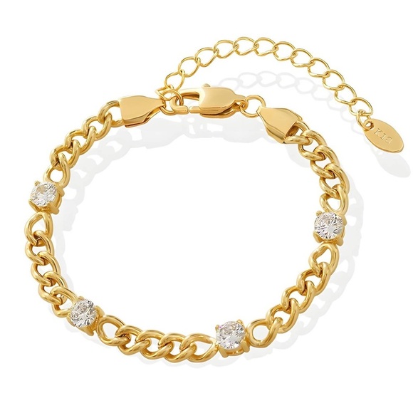 18K GOLD PLATED STAINLESS STEEL BRACELET - Picture 1 of 3